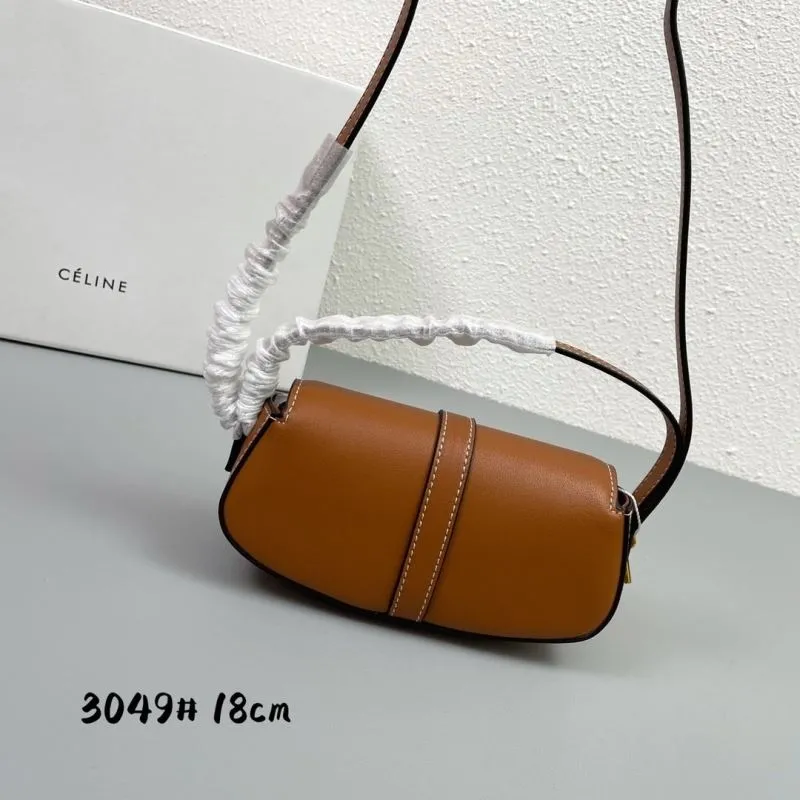 Celine Brown Leather Shoulder Bag 3049 18cm - Image 3