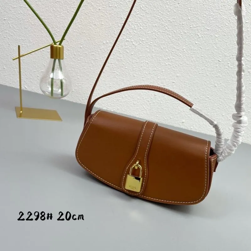 Alternative view of Celine Brown Leather Shoulder Bag 2298 20cm