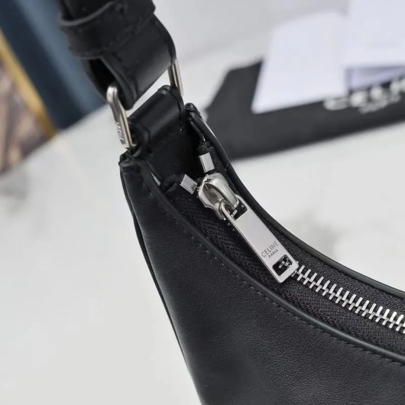 Celine Black Leather Shoulder Bag - Image 7