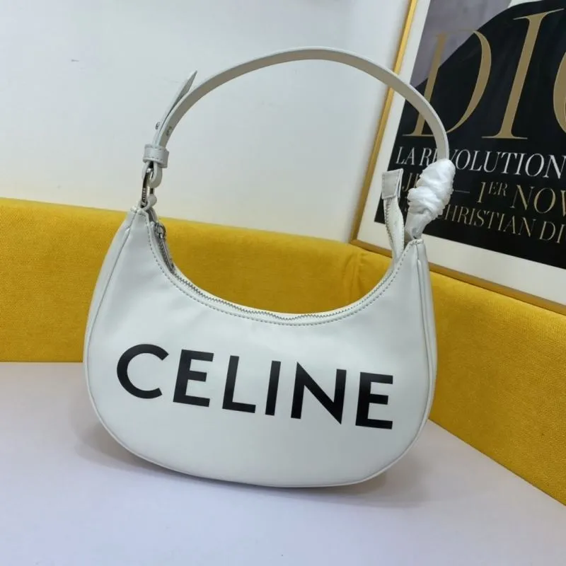 Celine White Leather Hobo Shoulder Bag