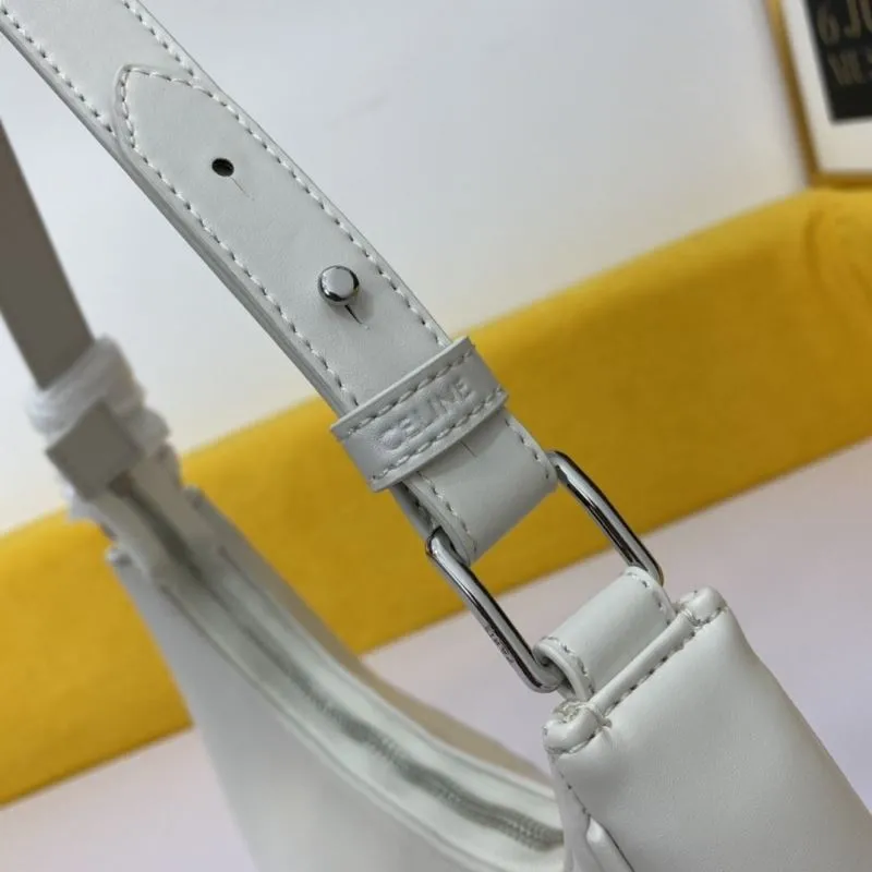 Celine White Leather Hobo Shoulder Bag - Image 4