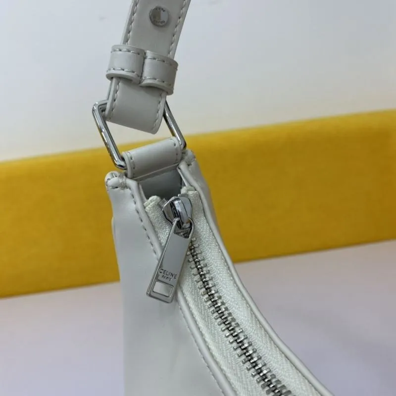 Celine White Leather Hobo Shoulder Bag - Image 6