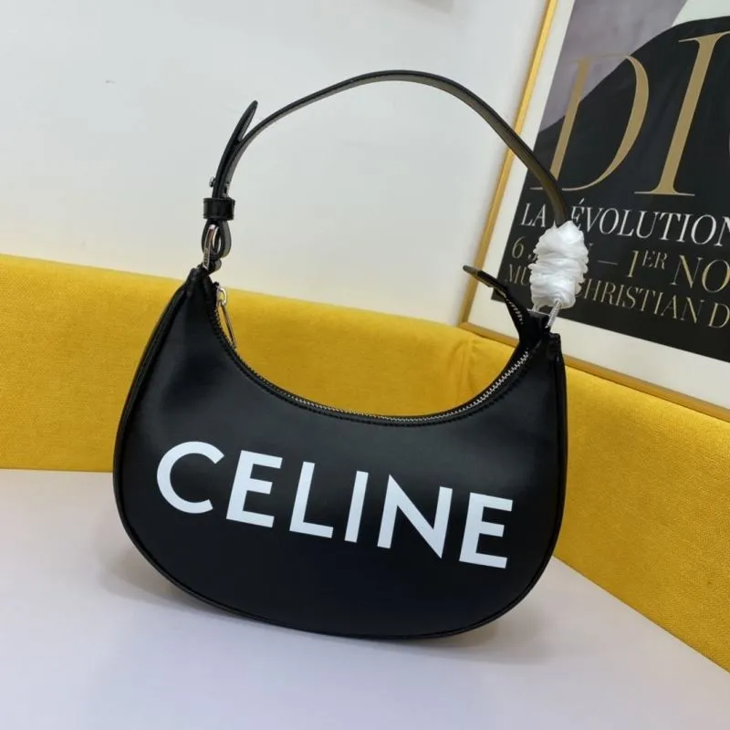 Celine Black Leather Hobo Shoulder Bag