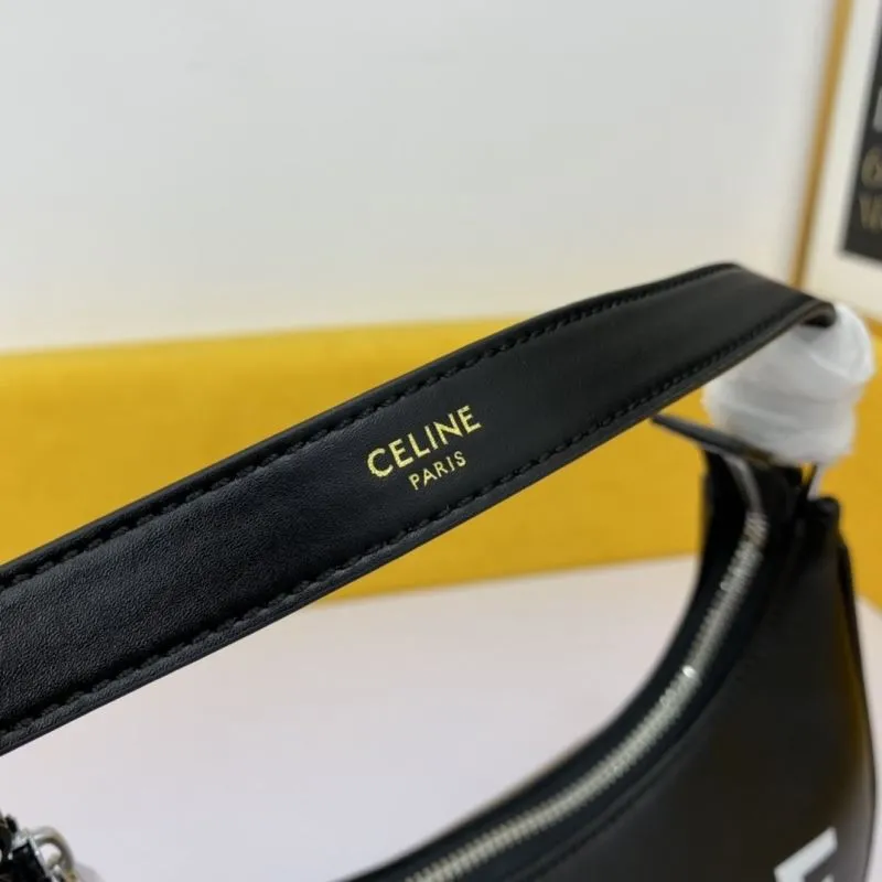 Celine Black Leather Hobo Shoulder Bag - Image 6