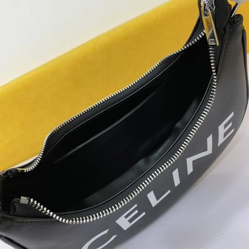 Celine Black Leather Hobo Shoulder Bag - Image 7