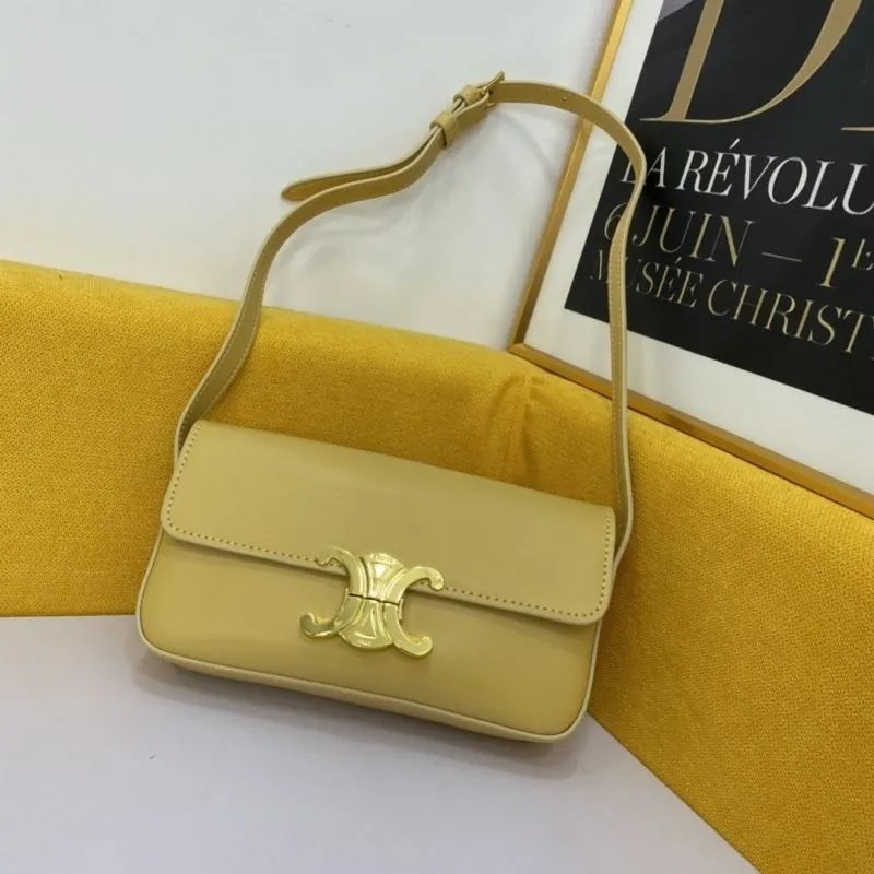 Celine Pale Yellow Leather Shoulder Bag