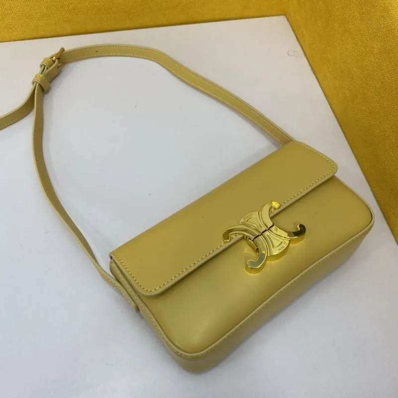 Alternative view of Celine Pale Yellow Leather Shoulder Bag