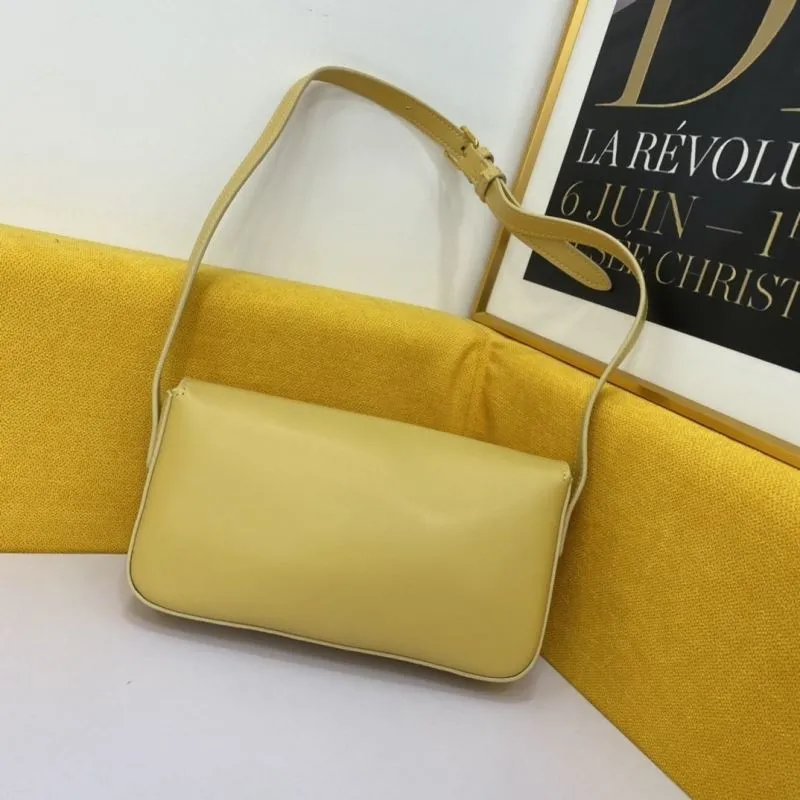 Celine Pale Yellow Leather Shoulder Bag - Image 3