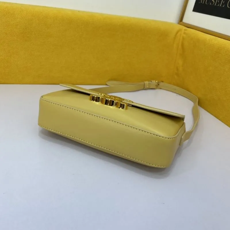Celine Pale Yellow Leather Shoulder Bag - Image 4