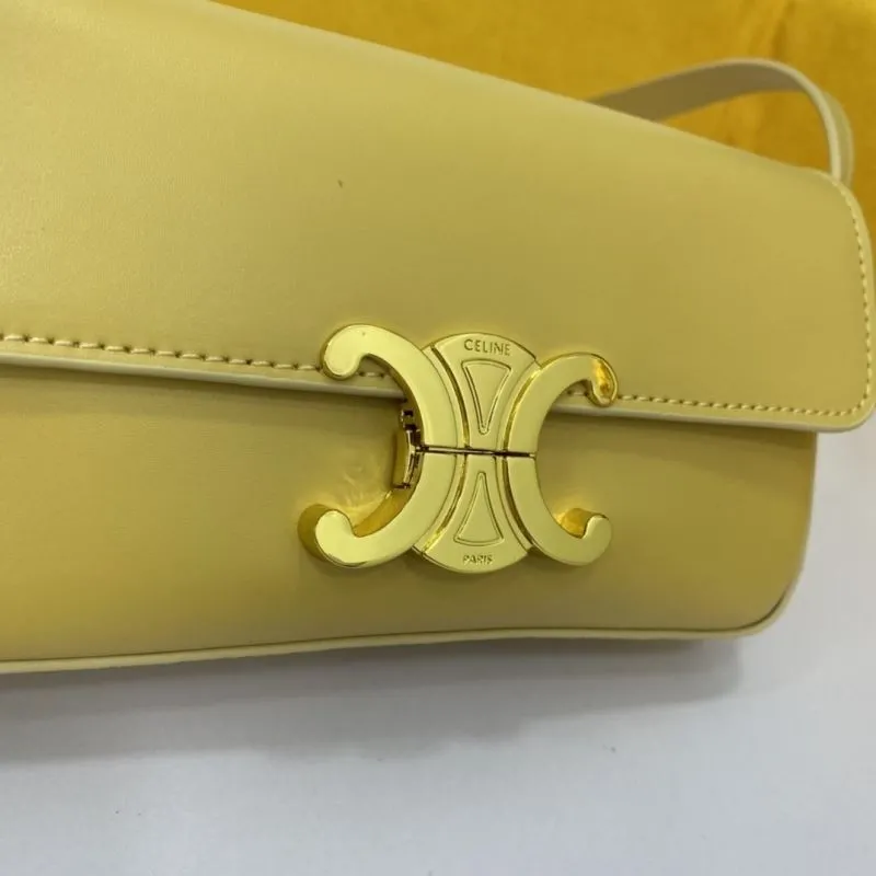 Celine Pale Yellow Leather Shoulder Bag - Image 5