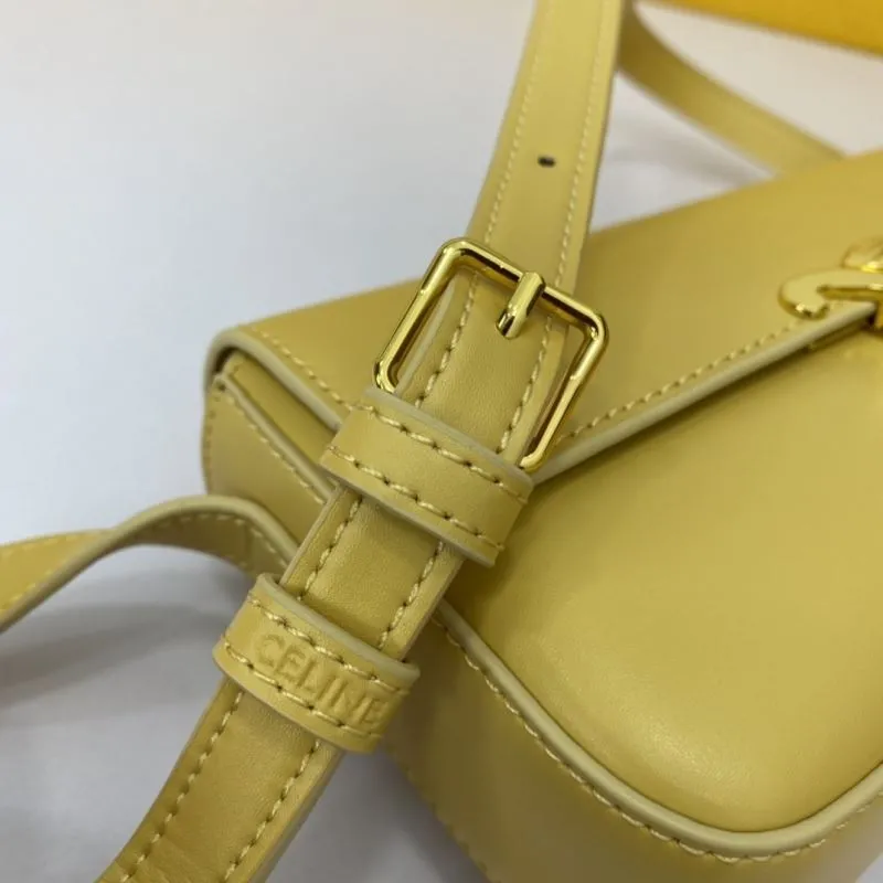 Celine Pale Yellow Leather Shoulder Bag - Image 6