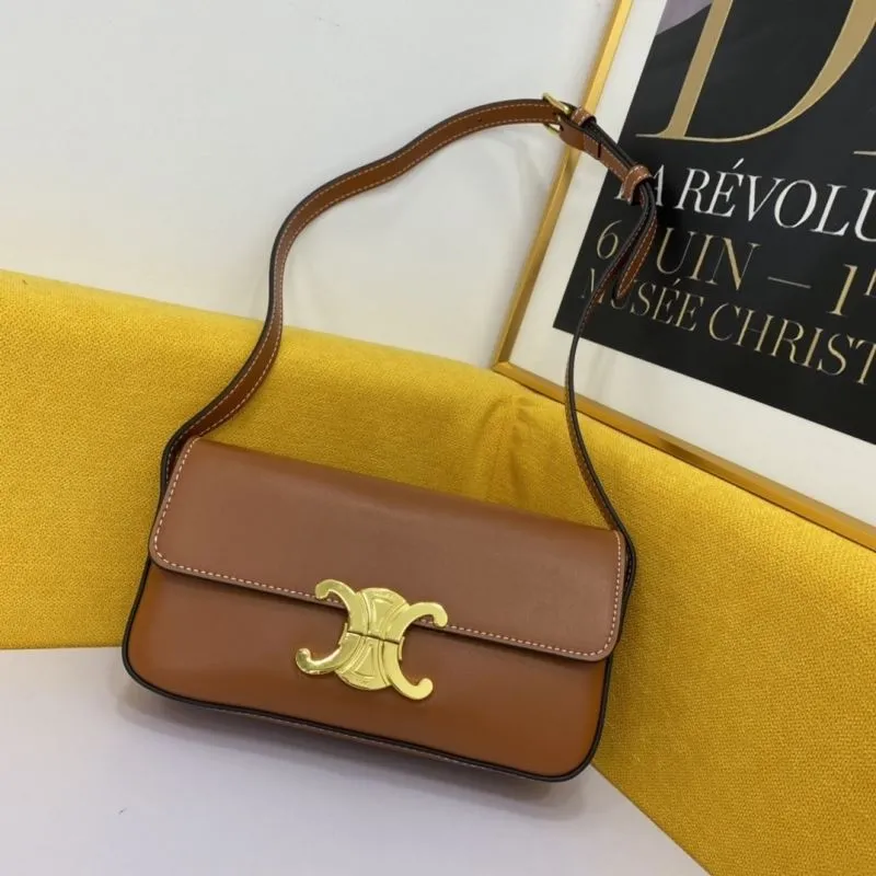 Celine Brown Leather Shoulder Bag