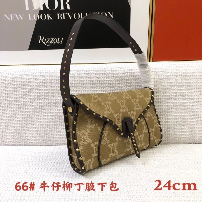 Alternative view of Celine 66 Khaki Riveted Underarm Shoulder Bag