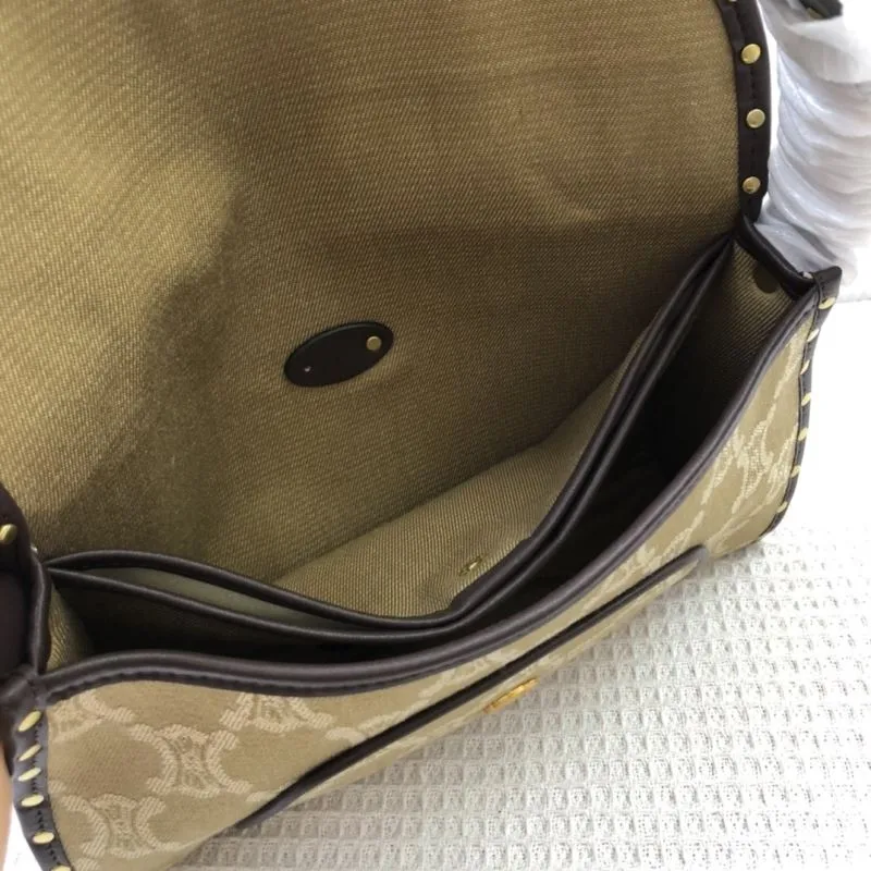 Celine 66 Khaki Riveted Underarm Shoulder Bag - Image 8