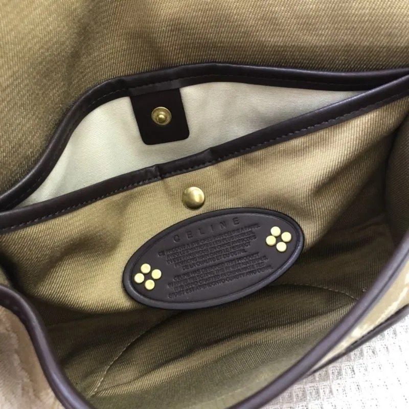 Celine 66 Khaki Riveted Underarm Shoulder Bag - Image 9