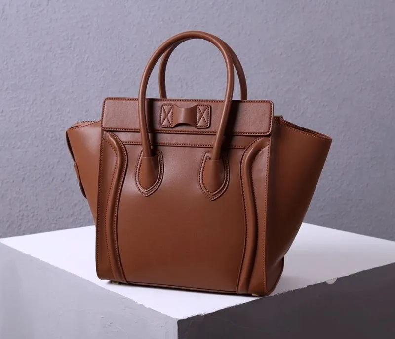 Celine Brown Leather Top Handle Bag - Image 3