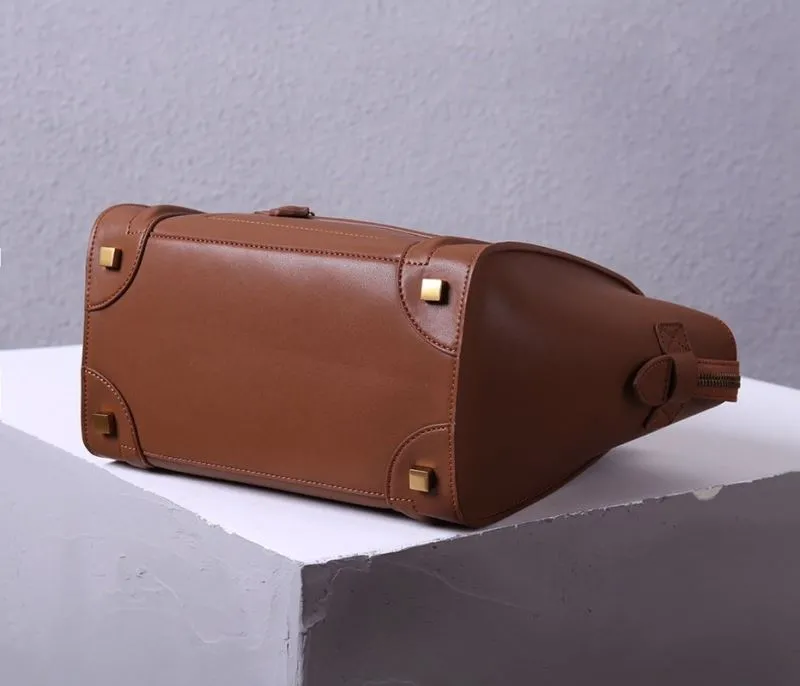 Celine Brown Leather Top Handle Bag - Image 4