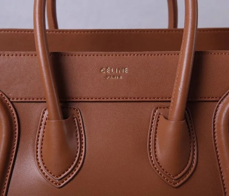 Celine Brown Leather Top Handle Bag - Image 5