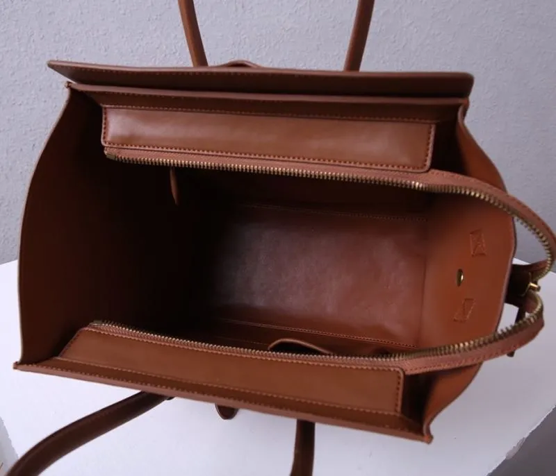 Celine Brown Leather Top Handle Bag - Image 8