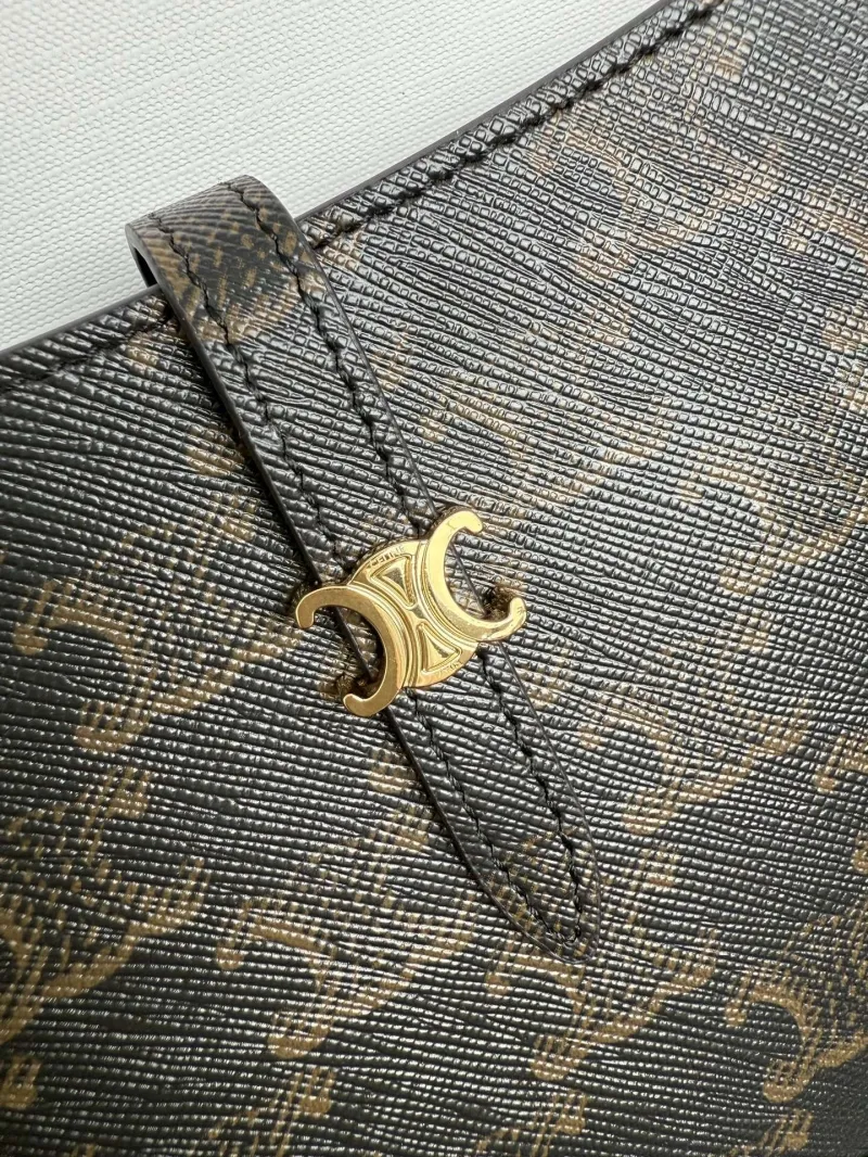 Celine Triomphe Monogram Shoulder Bag Dark Brown - Image 4