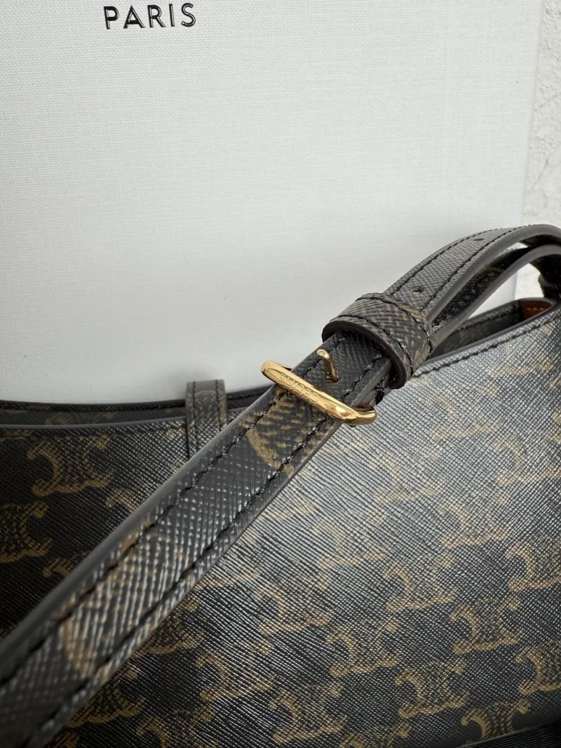 Celine Triomphe Monogram Shoulder Bag Dark Brown - Image 5