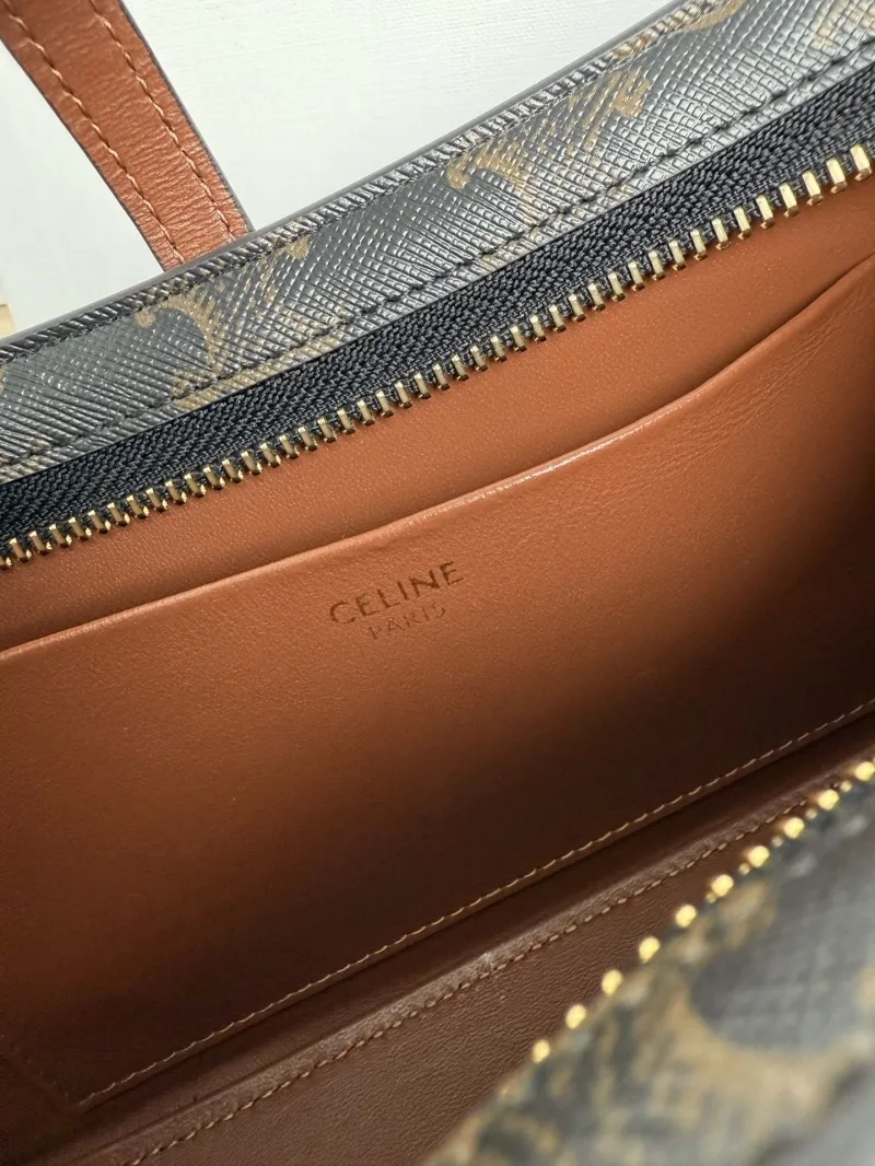 Celine Triomphe Monogram Shoulder Bag Dark Brown - Image 8