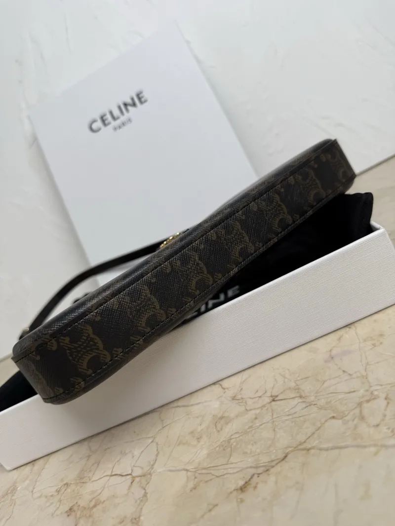 Celine Triomphe Monogram Shoulder Bag Dark Brown - Image 9