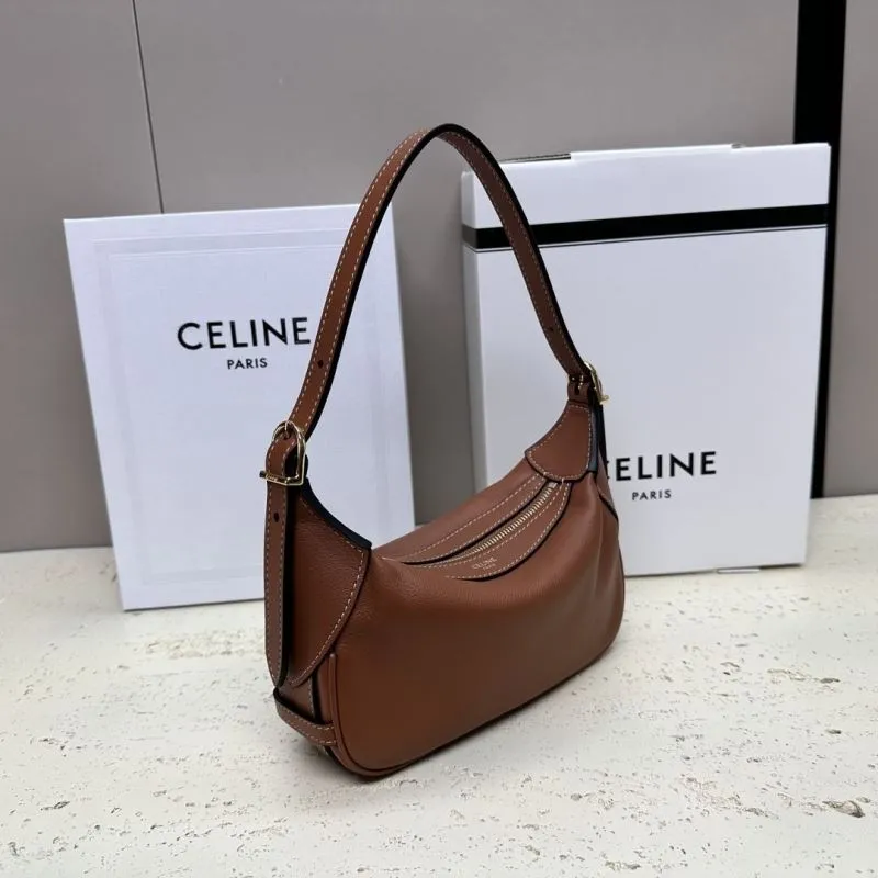 Alternative view of Celine Brown Leather Hobo Shoulder Bag 61