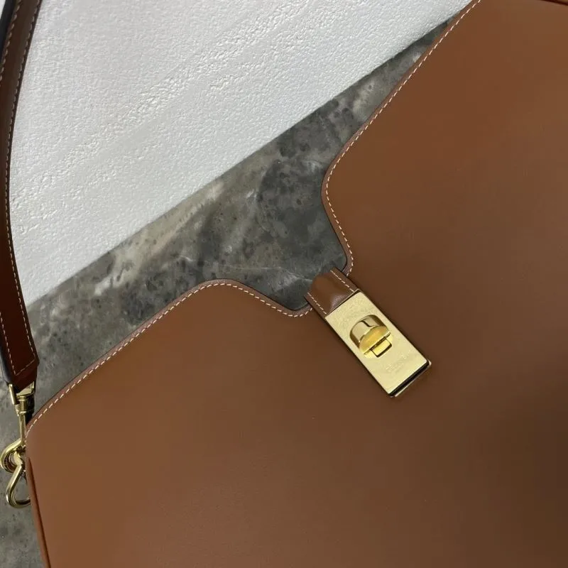 Celine Brown Leather Top Handle Shoulder Bag - Image 4