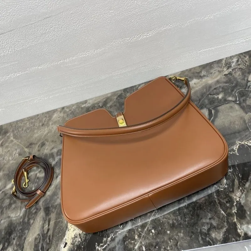 Celine Brown Leather Top Handle Shoulder Bag - Image 5