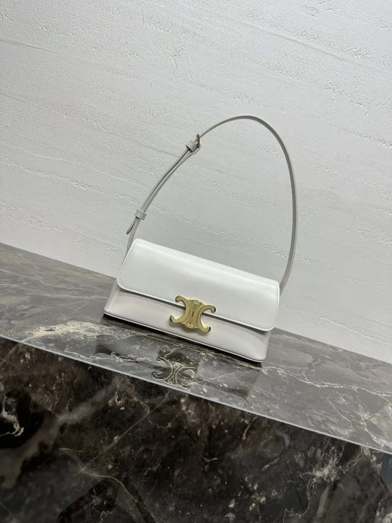 Celine White Top Handle Shoulder Bag
