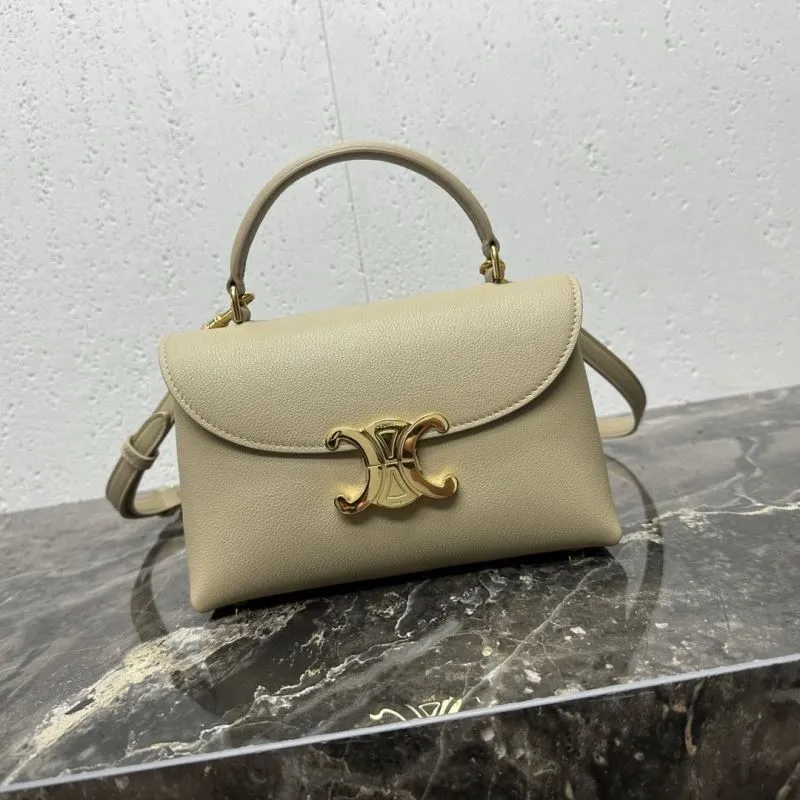 Celine Beige Top Handle Crossbody Bag