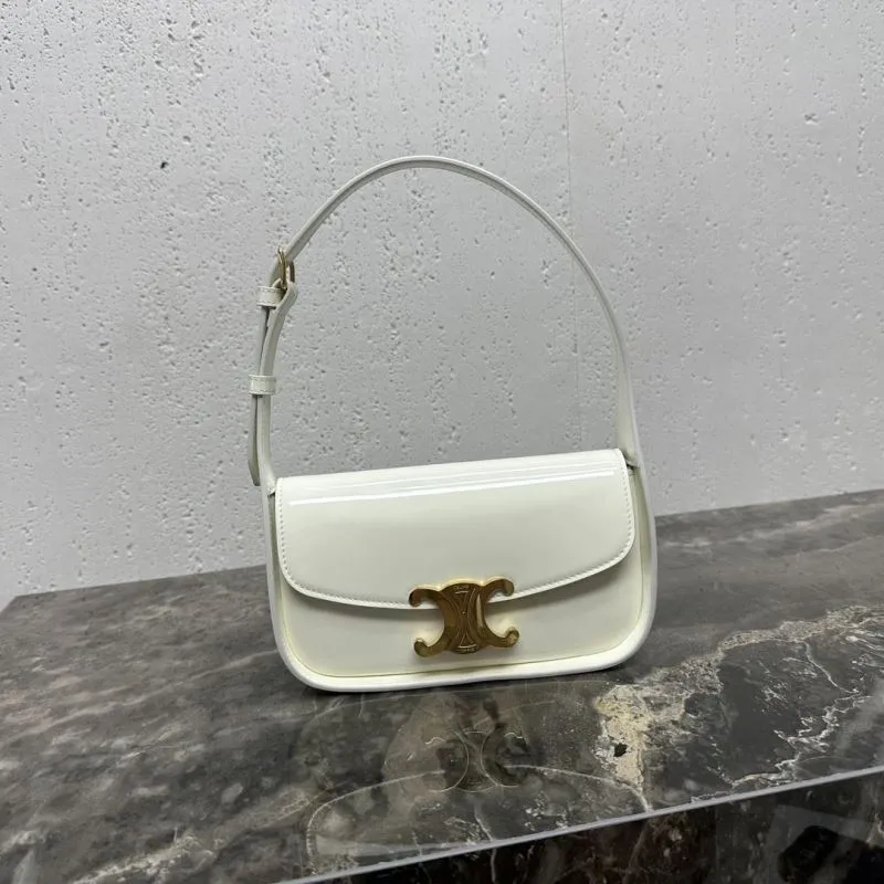 Celine White Top Handle Shoulder Bag