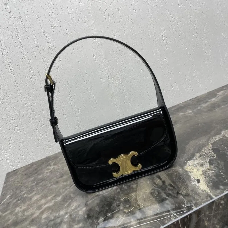 Celine Black Patent Leather Top Handle Bag 79