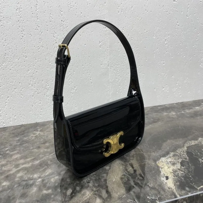 Alternative view of Celine Black Patent Leather Top Handle Bag 79