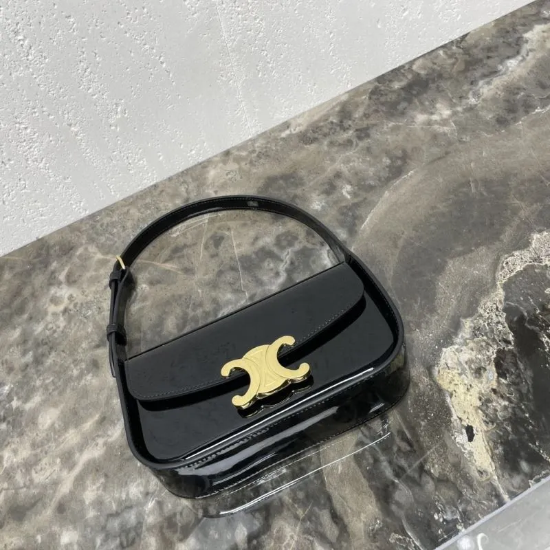 Celine Black Patent Leather Top Handle Bag 79 - Image 5