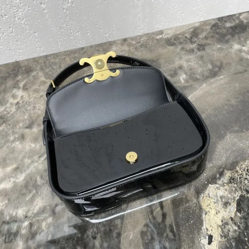 Celine Black Patent Leather Top Handle Bag 79 - Image 6