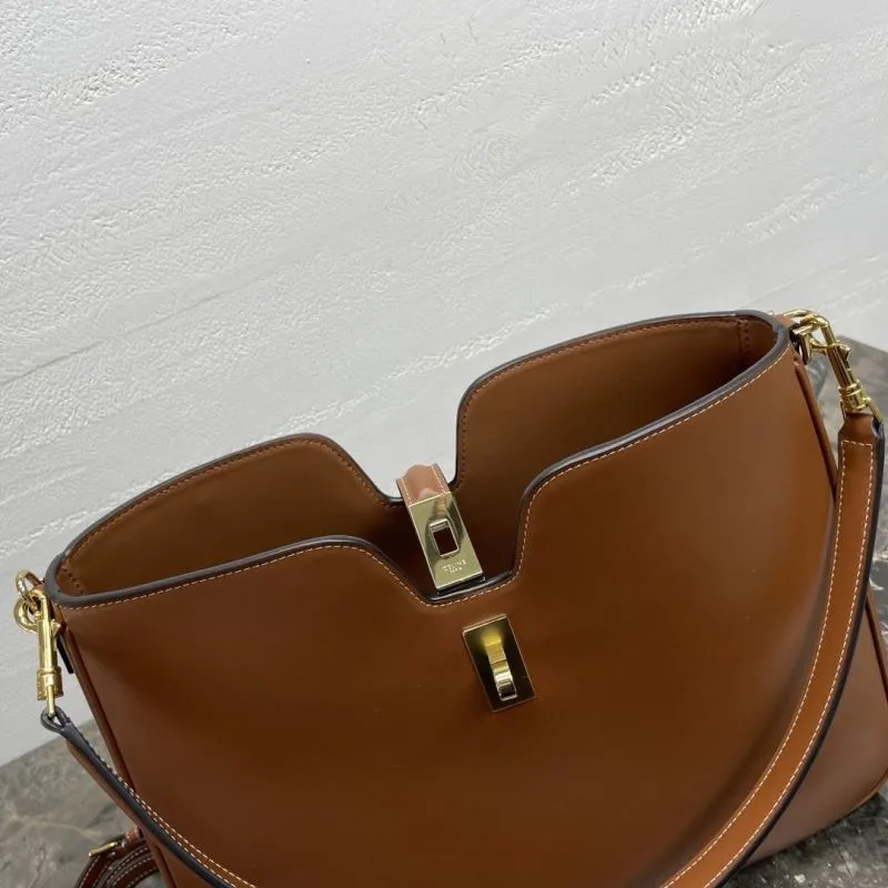 Celine Brown Leather Top Handle Shoulder Bag - Image 7