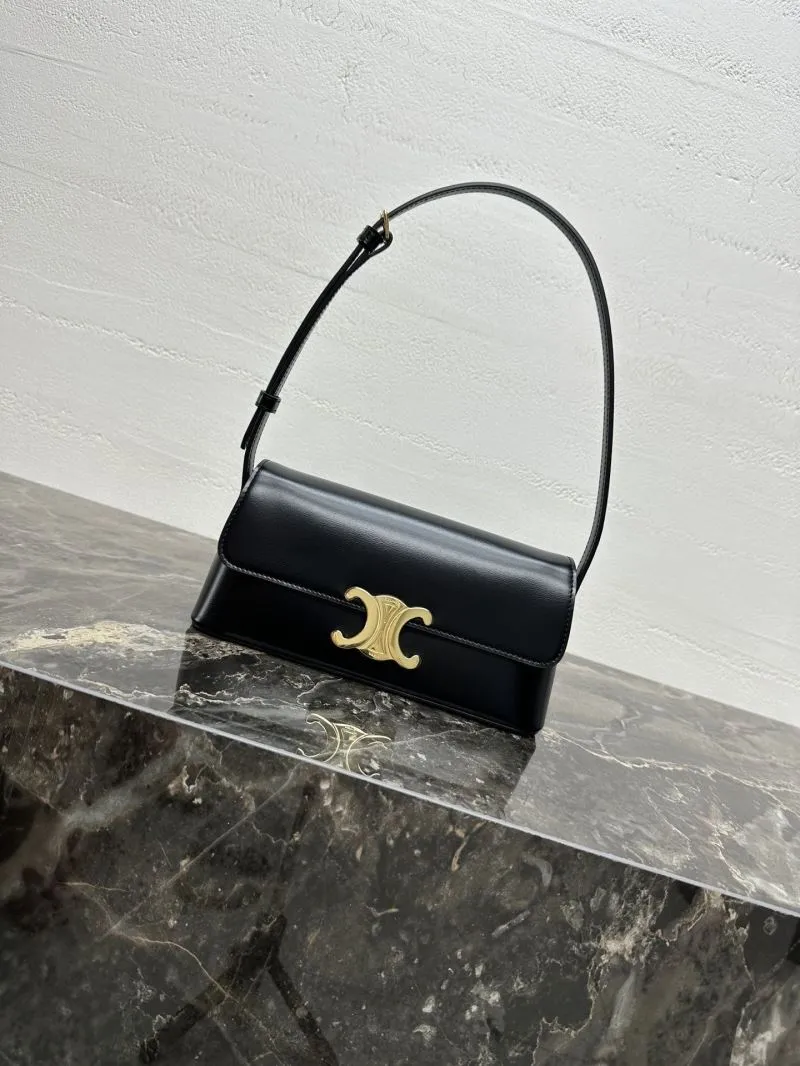 Celine Black Leather Shoulder Bag