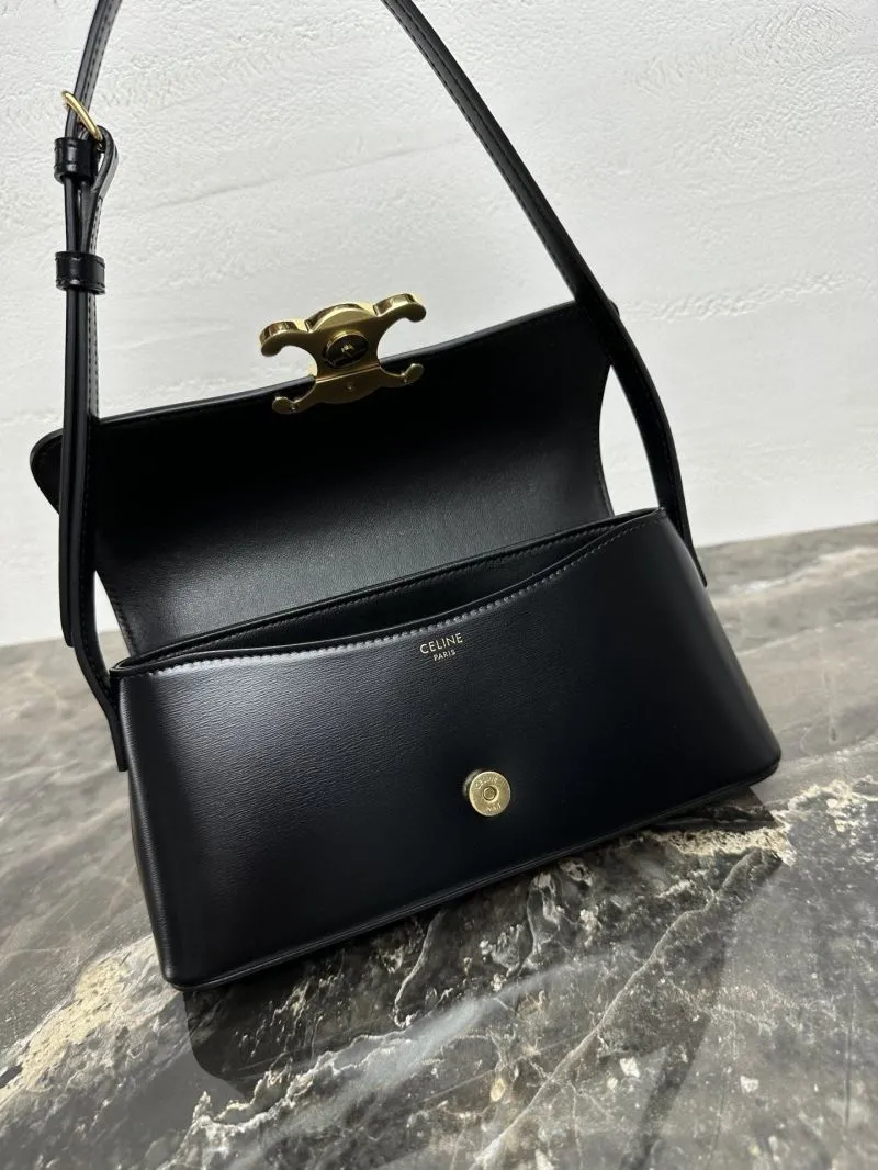 Celine Black Leather Shoulder Bag - Image 8