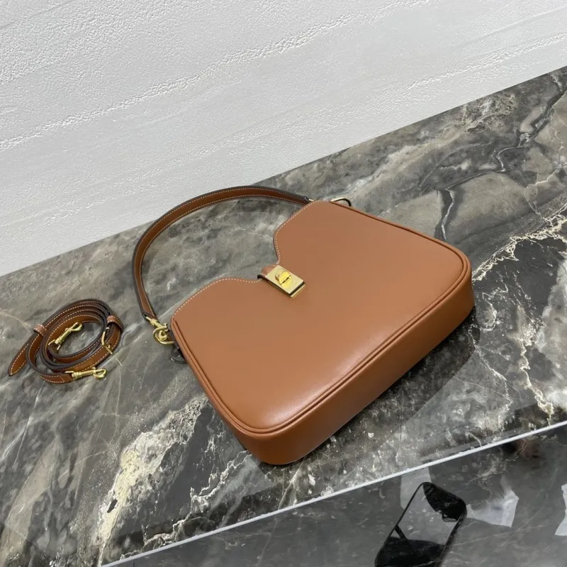 Celine Brown Leather Top Handle Bag - Image 4