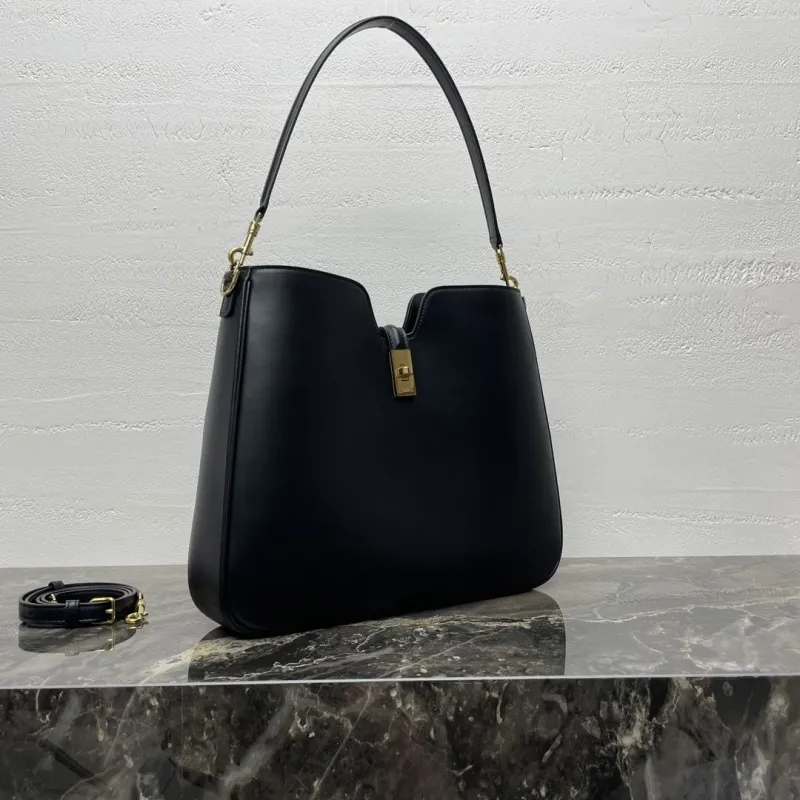 Alternative view of Celine Black Leather Top Handle Hobo Bag