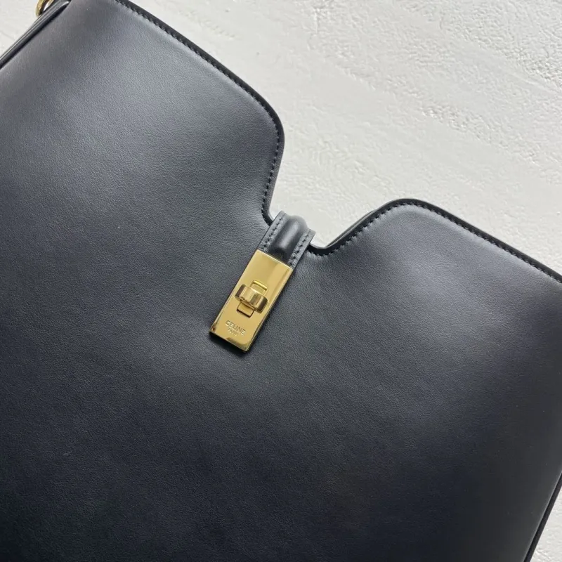 Celine Black Leather Top Handle Hobo Bag - Image 5