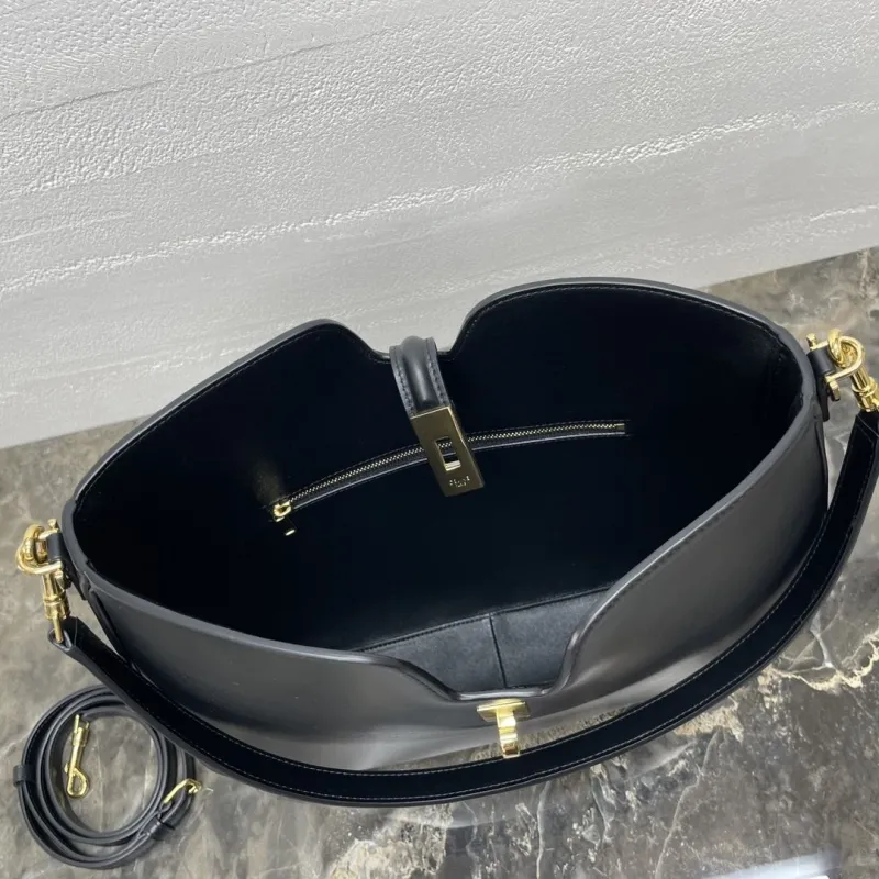 Celine Black Leather Top Handle Hobo Bag - Image 8