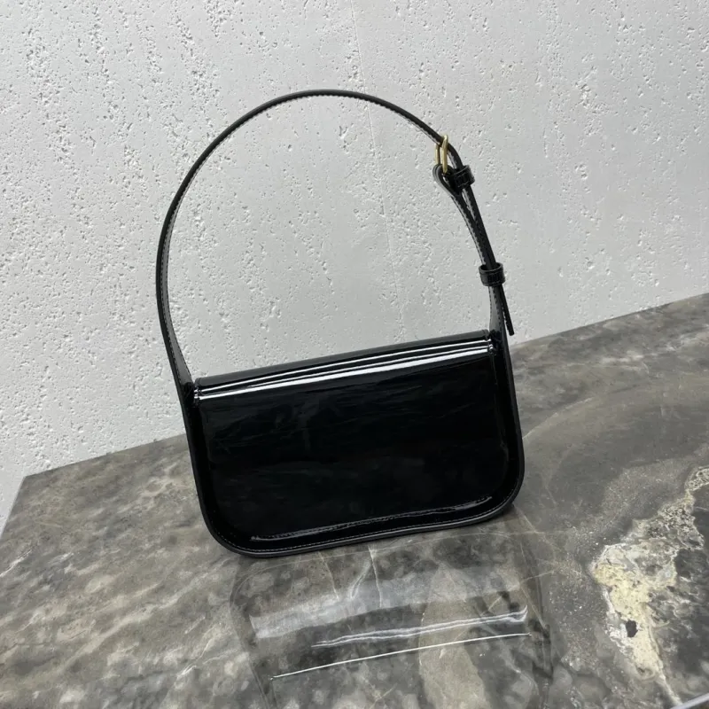 Celine Black Patent Leather Top Handle Shoulder Bag - Image 4