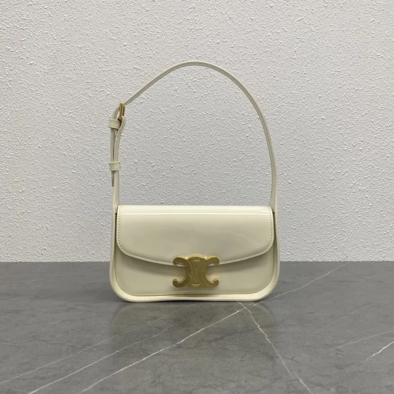 Celine Cream Patent Leather Shoulder Bag