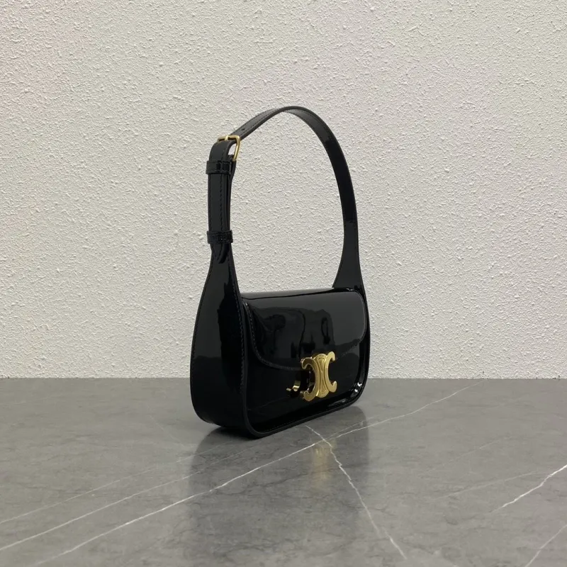 Alternative view of Celine Black Patent Leather Shoulder Bag 136
