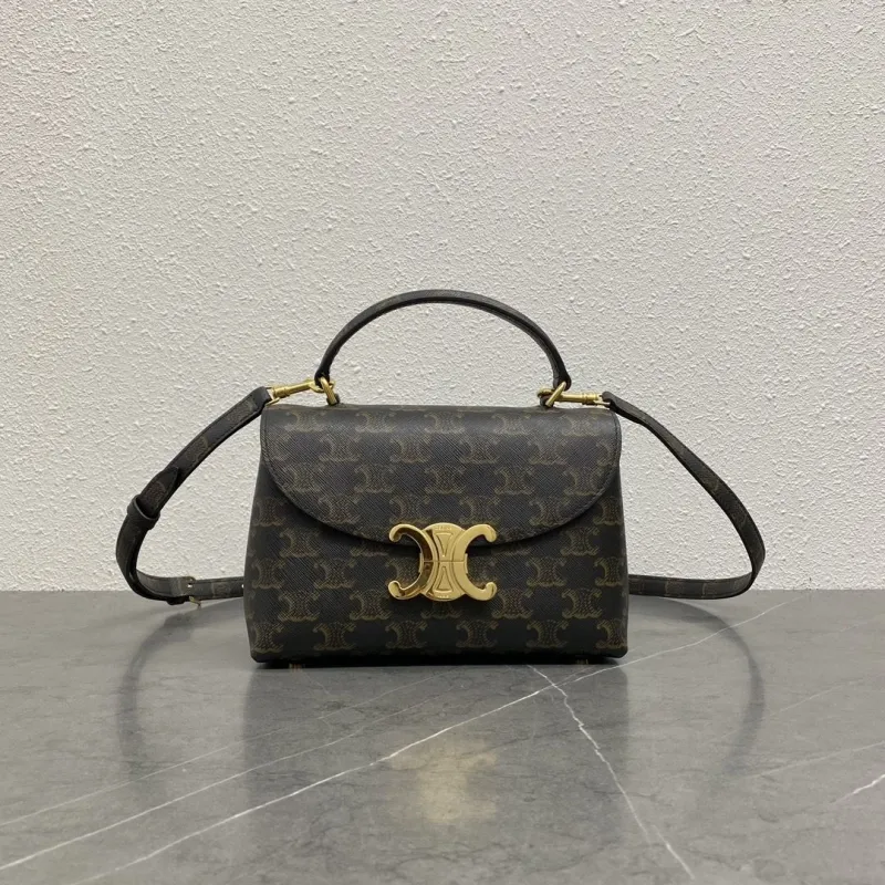 Celine Dark Brown Monogram Top Handle Crossbody Bag 145