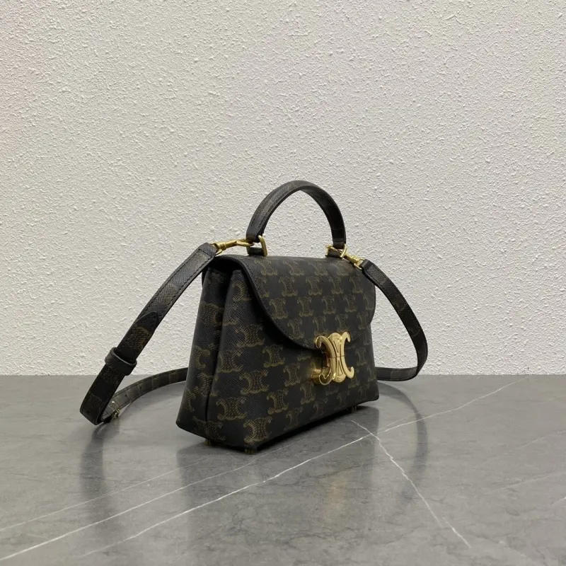 Alternative view of Celine Dark Brown Monogram Top Handle Crossbody Bag 145