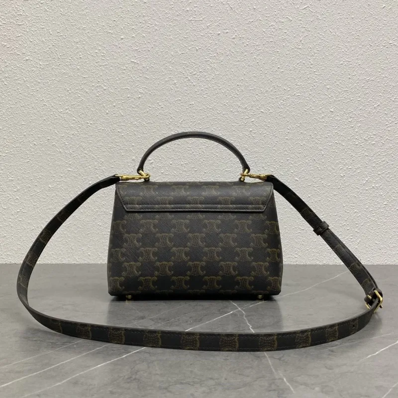 Celine Dark Brown Monogram Top Handle Crossbody Bag 145 - Image 3